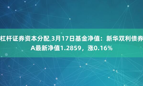 杠杆证券资本分配 3月17日基金净值：新华双利债券A最新净值1.2859，涨0.16%
