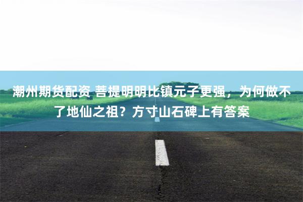 潮州期货配资 菩提明明比镇元子更强，为何做不了地仙之祖？方寸山石碑上有答案