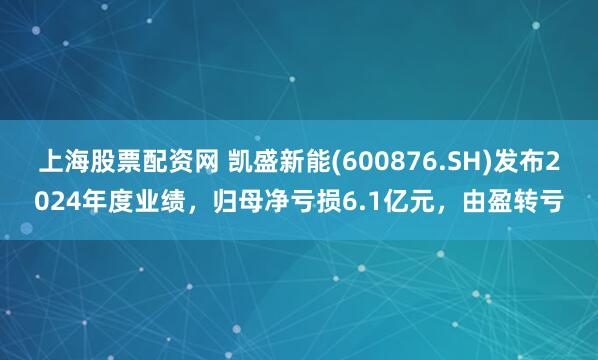 上海股票配资网 凯盛新能(600876.SH)发布2024年度业绩，归母净亏损6.1亿元，由盈转亏