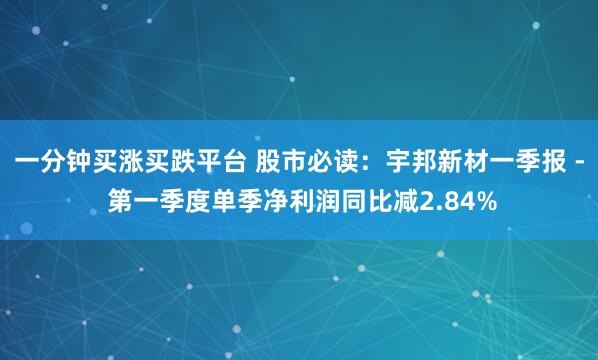 一分钟买涨买跌平台 股市必读：宇邦新材一季报 - 第一季度单季净利润同比减2.84%