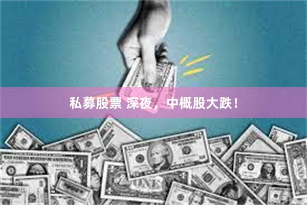 私募股票 深夜，中概股大跌！
