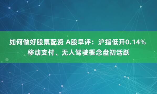 如何做好股票配资 A股早评：沪指低开0.14% 移动支付、无人驾驶概念盘初活跃
