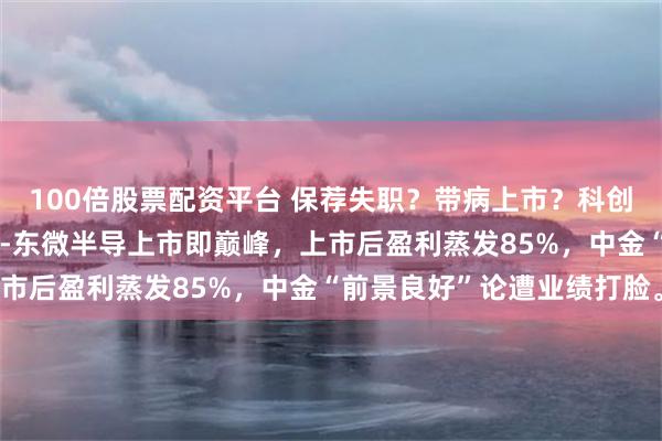 100倍股票配资平台 保荐失职？带病上市？科创板充电桩芯片第一股---东微半导上市即巅峰，上市后盈利蒸发85%，中金“前景良好”论遭业绩打脸。